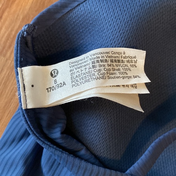 ❤️ Lululemon Like a Cloud Ribbed Longline Bra Size 8 Pitch Blue NWOT - Picture 5 of 7